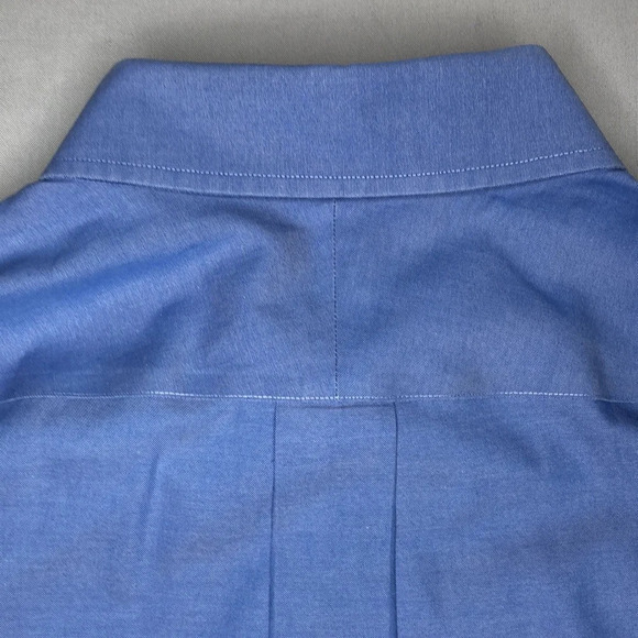 Lands’ End French Blue Short Sleeve No Iron Pinpoint Oxford Traditional Fit Tall - Picture 8 of 12